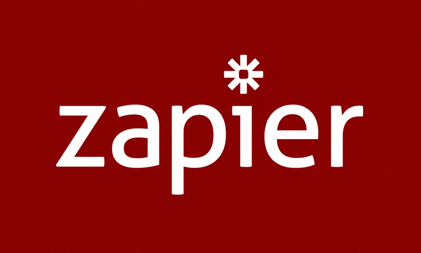 Zapier workflow automation dashboard displayed under a branded dark red theme