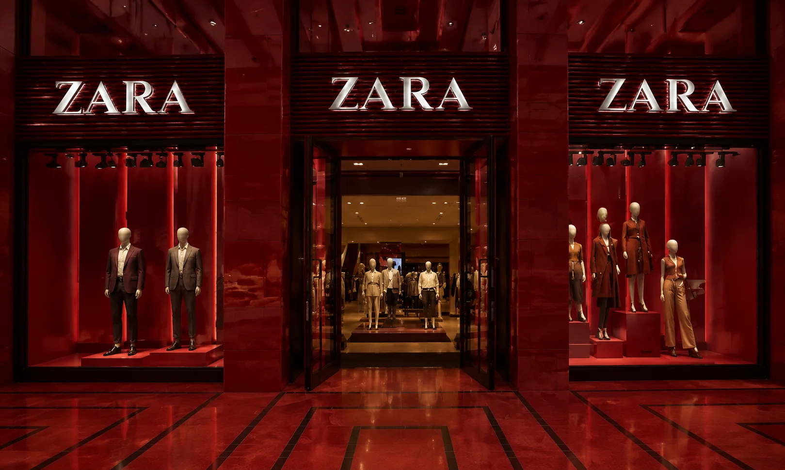 A storefront interior view of a Zara shop.