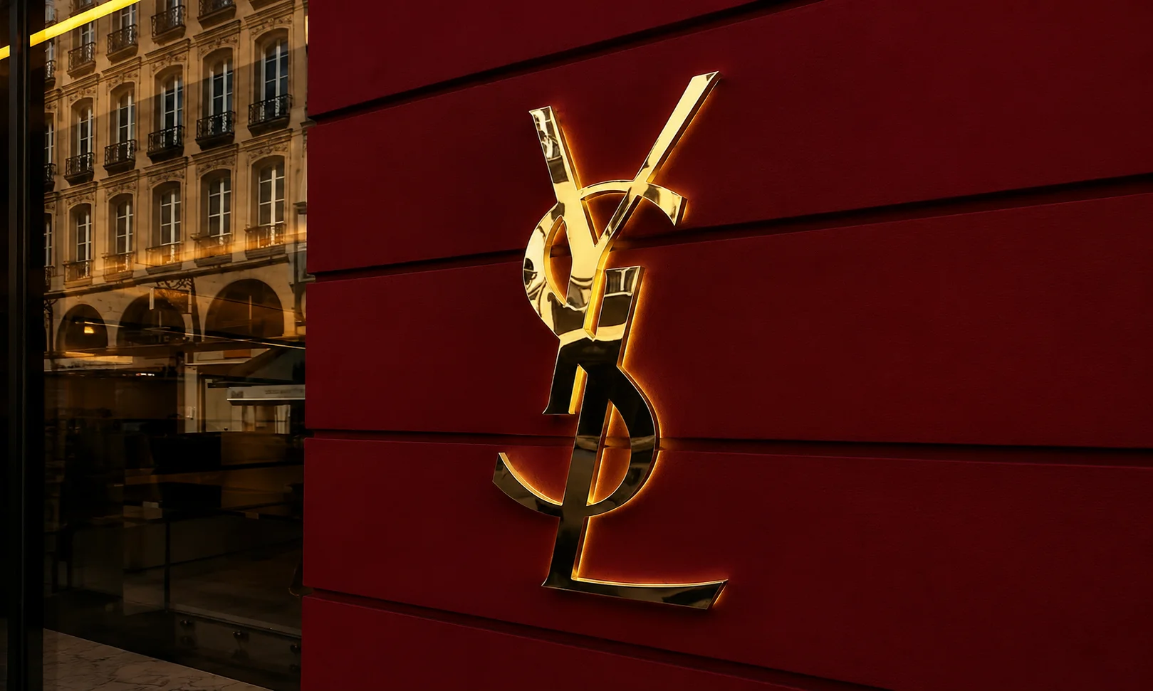 A Saint Laurent store signage or window display.
