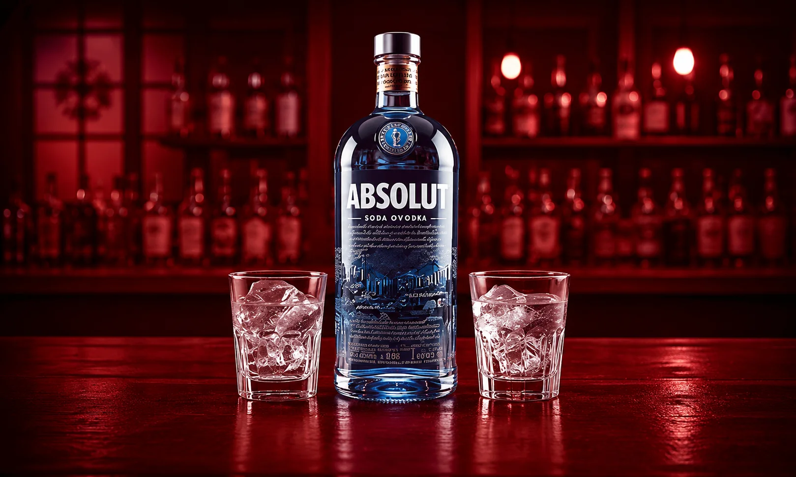 Classic bottle of Absolut Vodka, a Swedish winter wheat vodka awarded a 94 Gold Medal.