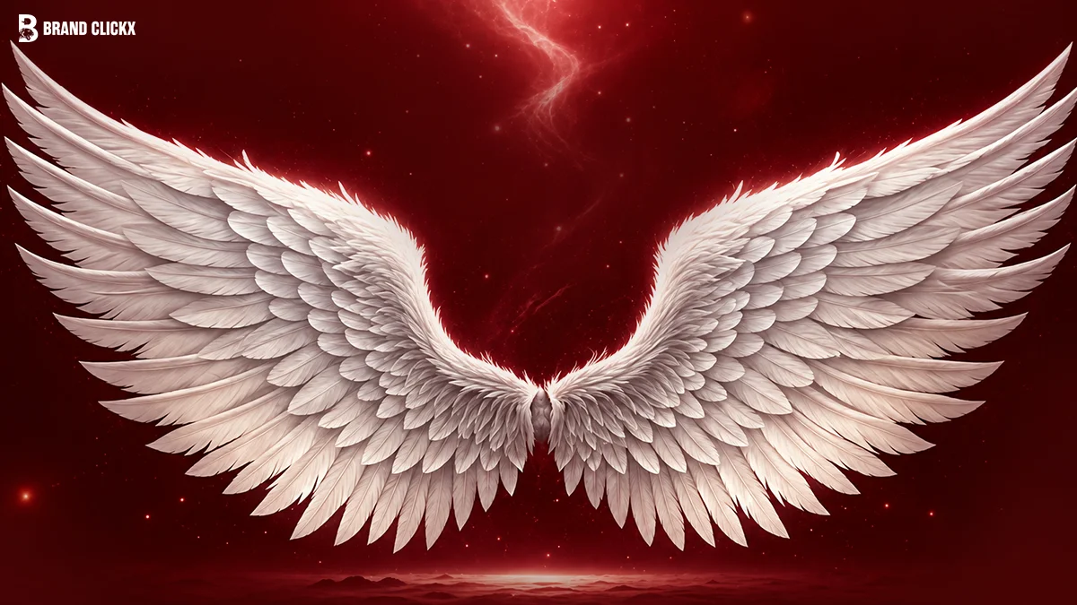 Angel Wings Meaning Symbolism & Spiritual Guide 2026 Angelic wings visual representing spiritual meaning on a red ambient background