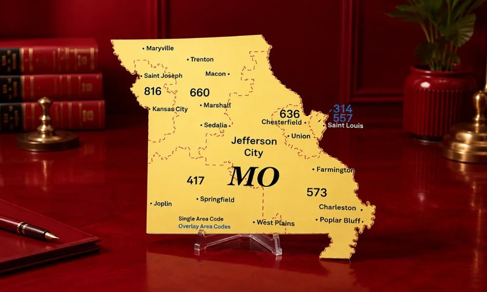 Illustration explaining if a person with a 660 area code number can live outside Missouri