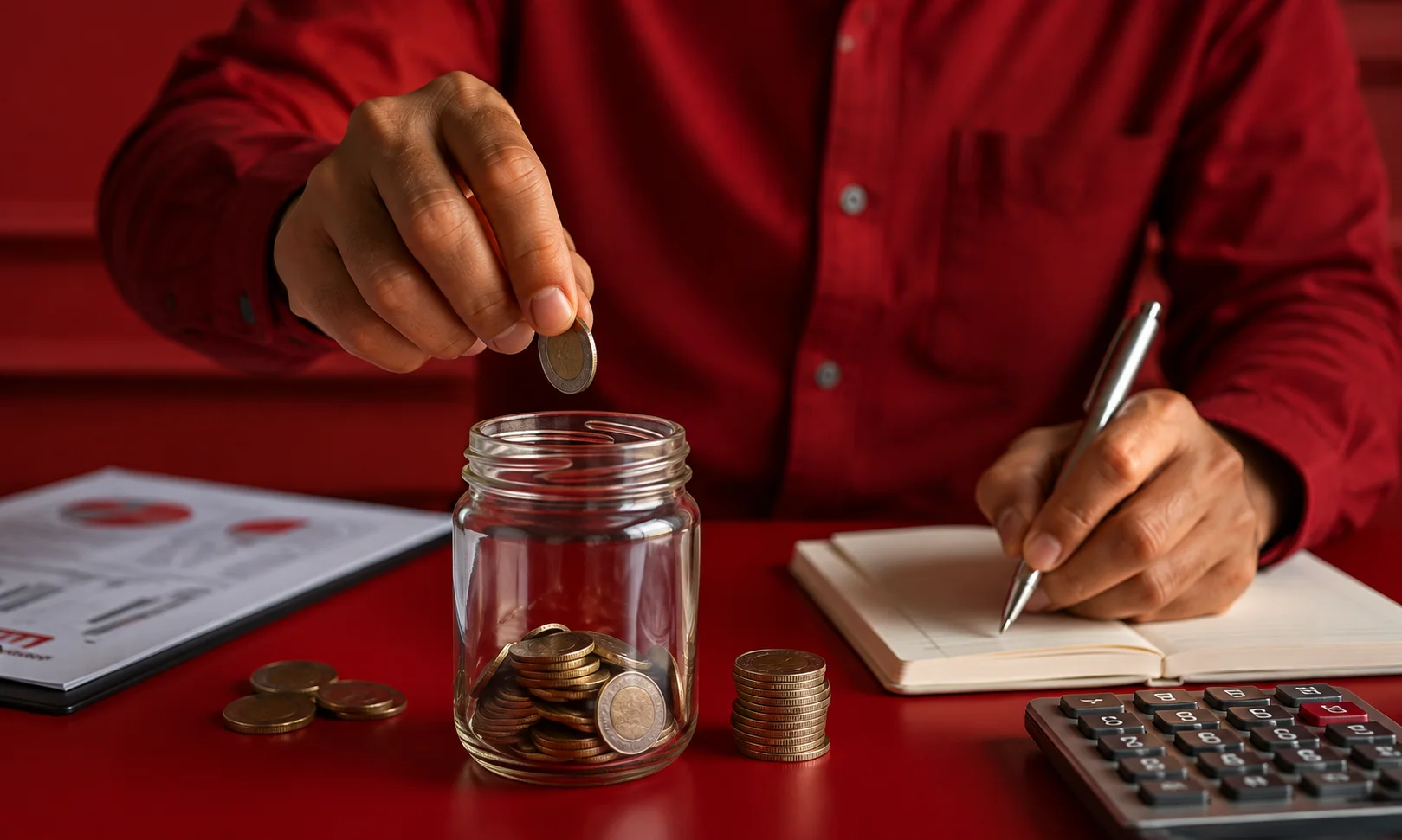 Person reviewing provident fund withdrawal rules and filling out an application form on a wooden desk.