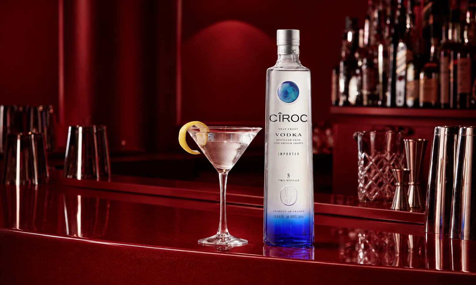 Bottle of C&icirc;roc Vodka, a premium French vodka crafted from fine grapes.