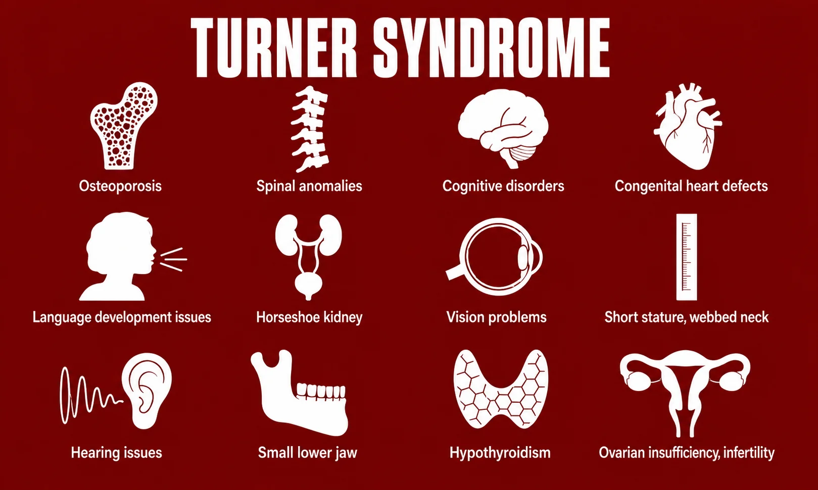 An infographic detailing common medical signs and symptoms showcased under a warm red-toned aesthetic.