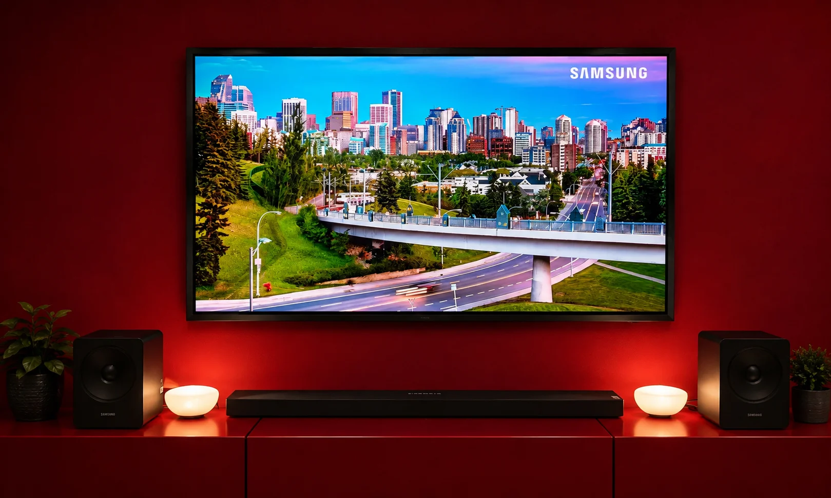 Samsung S95H OLED TV sleek design and wall mounting setup