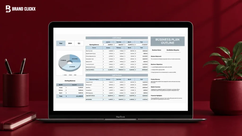 A downloadable or reference template designed to help create a complete business plan.