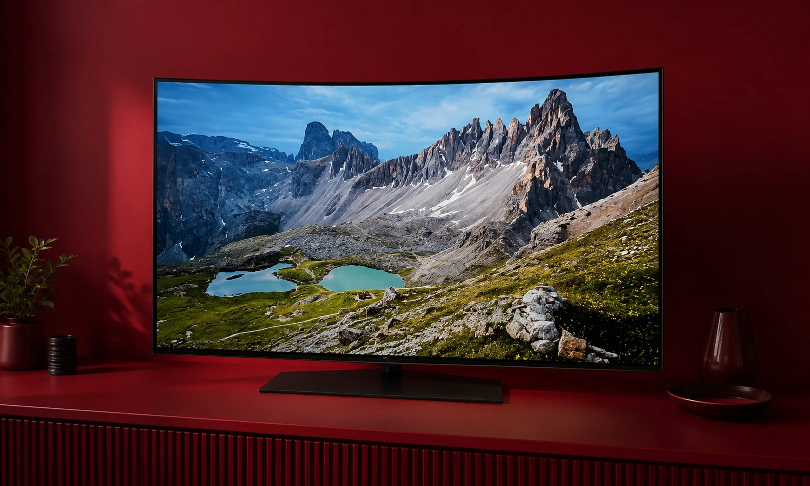 An LG B6 OLED television showing a scenic display panel.