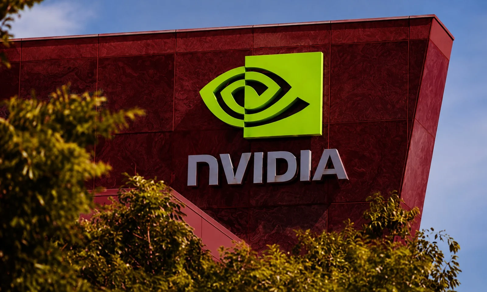 The Nvidia corporate signage mounted on a building exterior.