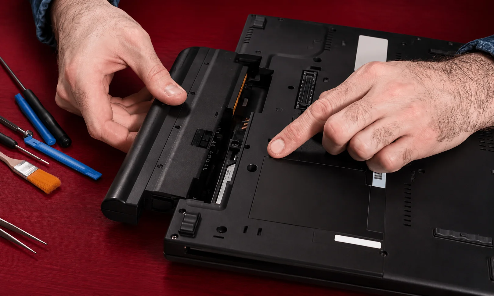 A guide detailing how to replace a laptop battery.