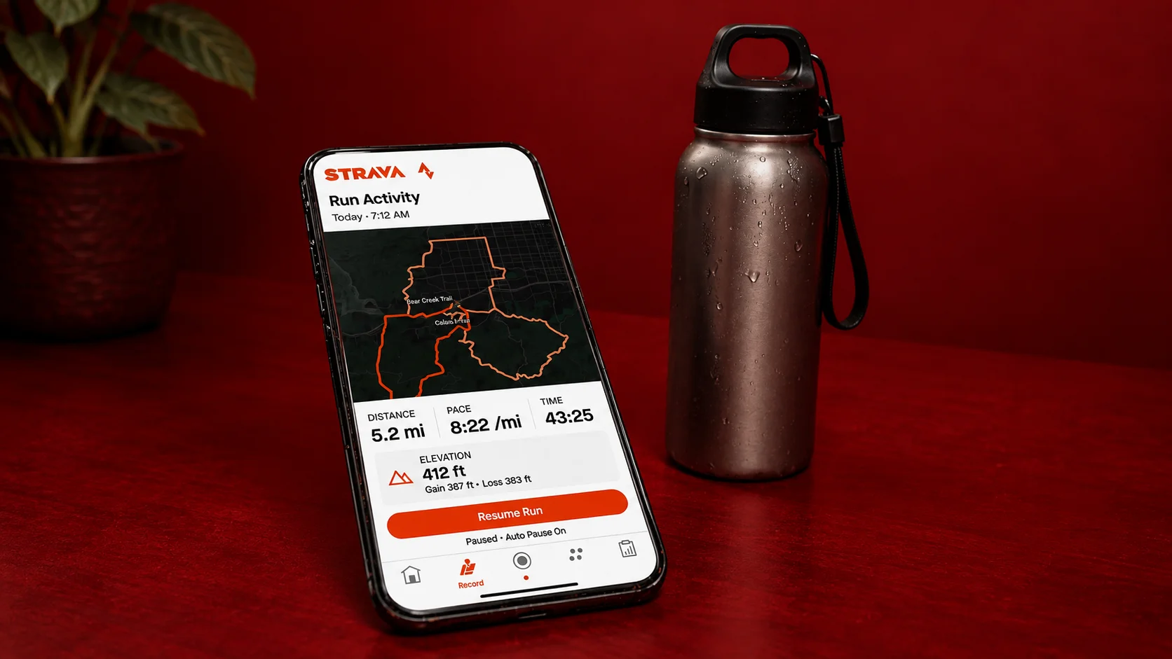 Strava fitness tracking app displaying outdoor running, cycling routes, and performance statistics.
