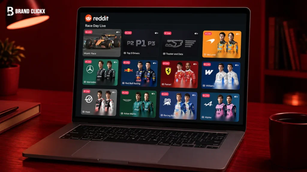 A laptop computer displaying a Reddit community thread related to streaming alternatives.