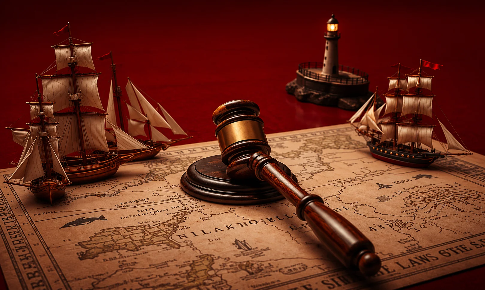 | The Rise of Maritime Litigation: Key Trends, Causes & 2026 Outlook Legal scale and cargo container ship balance representing risk management and liability assessments for maritime insurers and vessel owners.