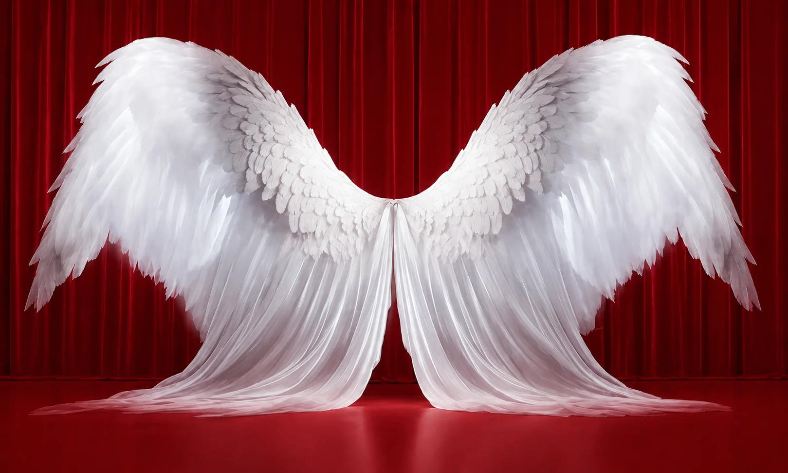 | Angel Wings Meaning, Symbolism & Spiritual Guide (2026) White angel wings symbolism displayed against a dark red backdrop