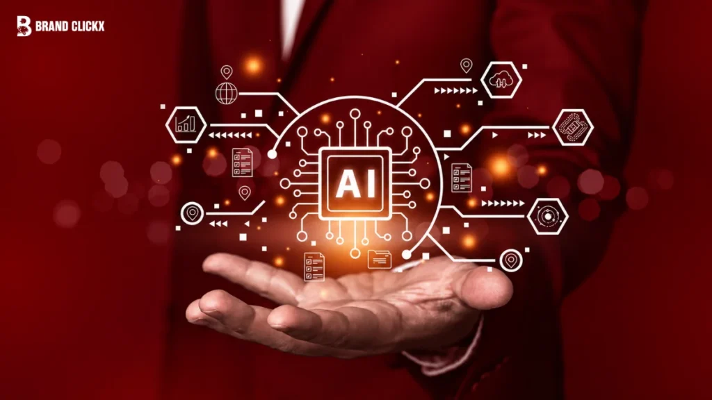 A person holding a glowing digital microchip graphic, representing the core concepts of artificial intelligence in modern technology.