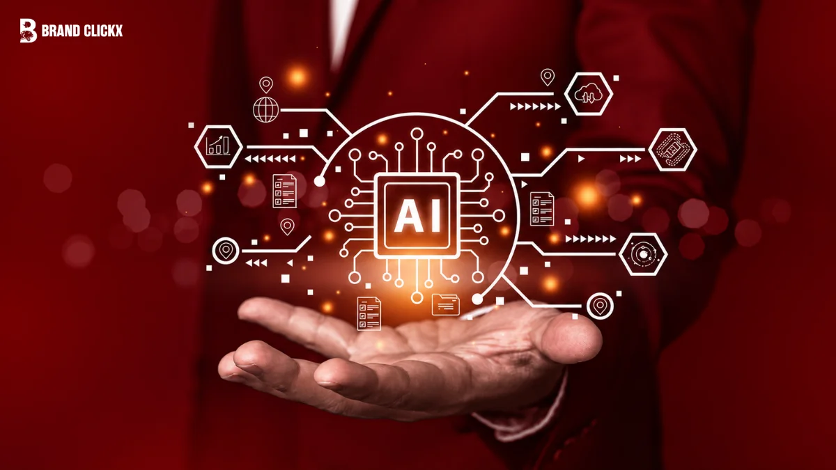 A person holding a glowing digital microchip graphic, representing the core concepts of artificial intelligence in modern technology.