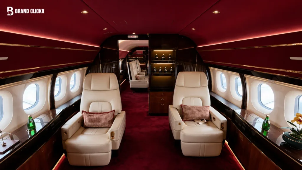 A featured overview or graphic file showing the interior of a private jet.