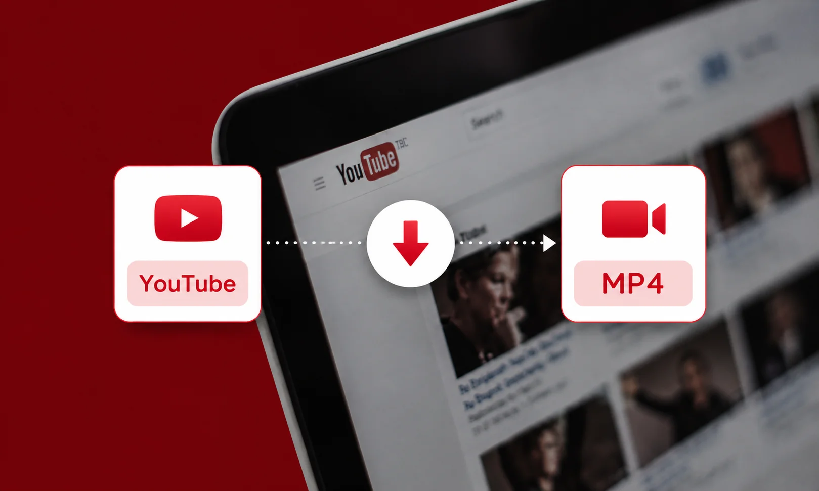 Video conversion tools displayed on a screen against a red ambient workspace