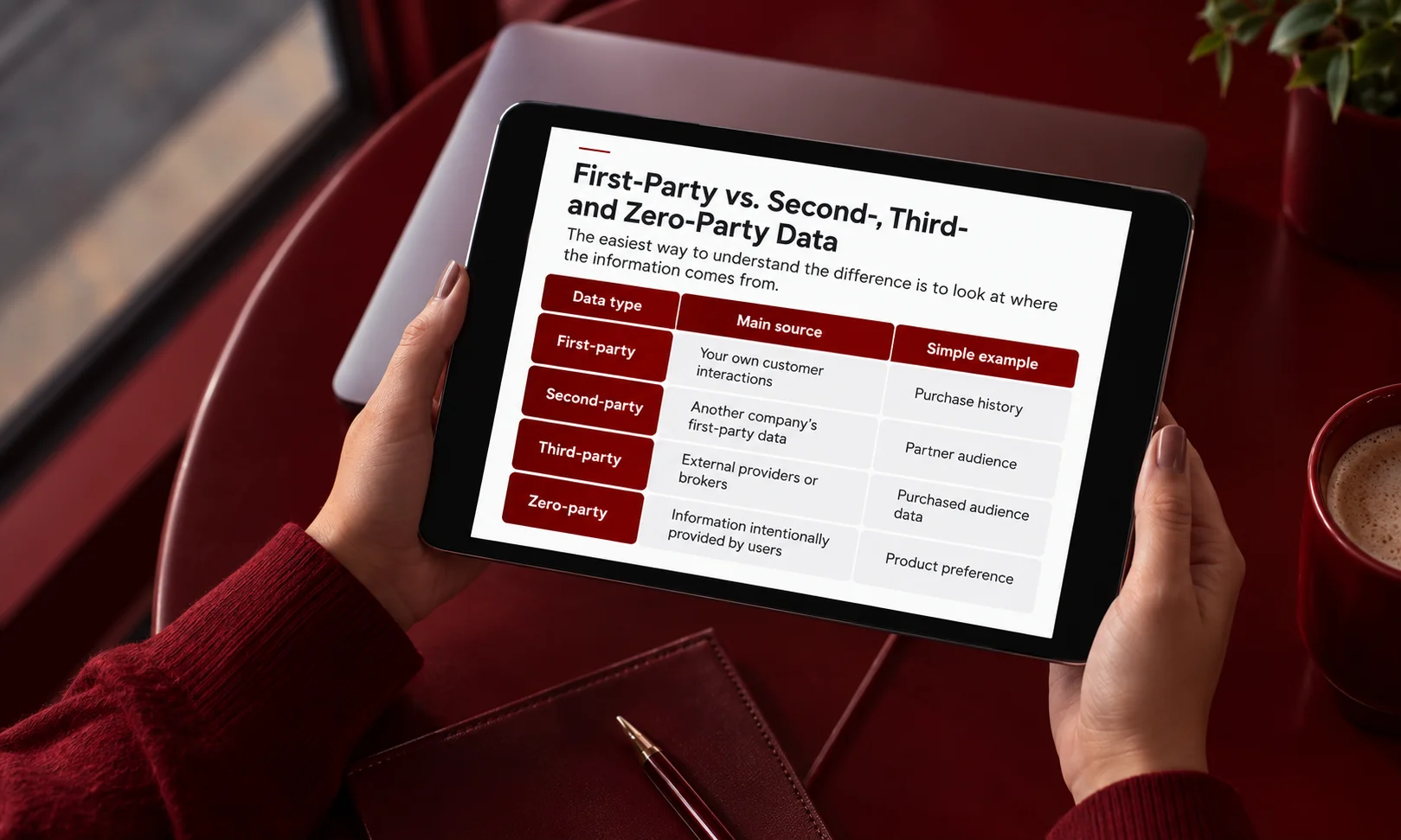 Comparing data types from zero-party to third-party sources