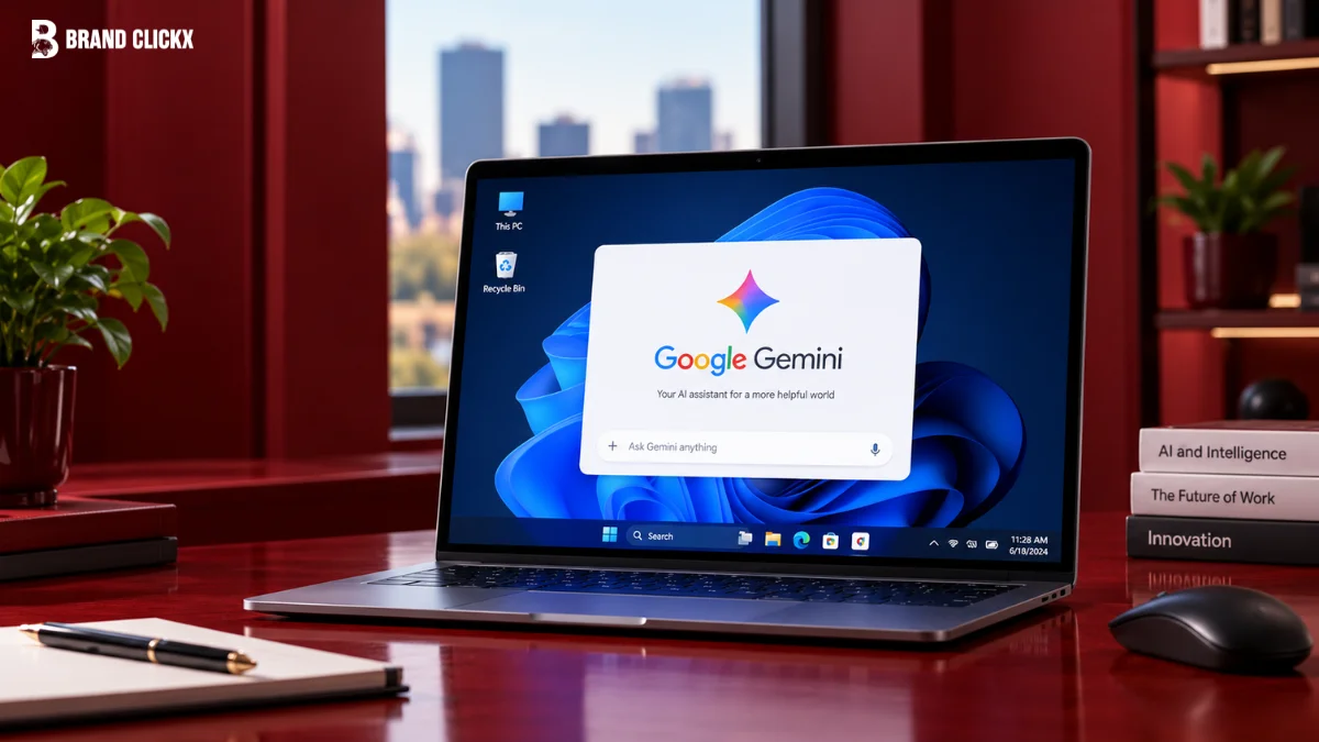 Laptop Displaying Google Gemini AI Interface