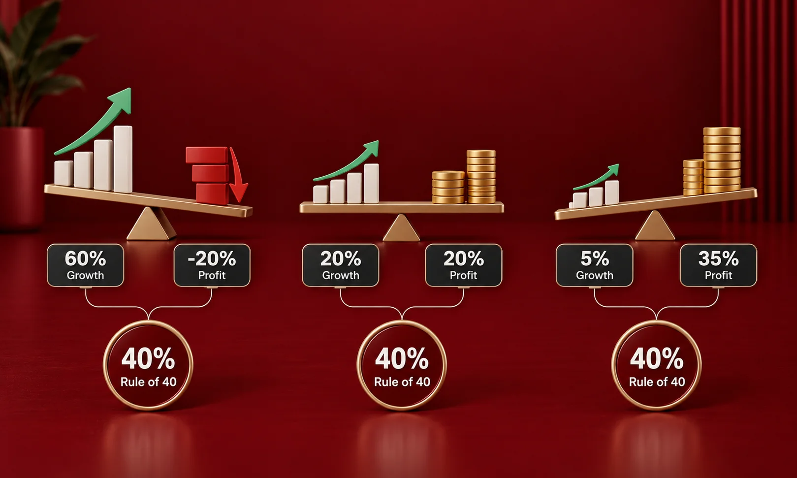 Guide on analyzing SaaS Rule of 40 performance metrics