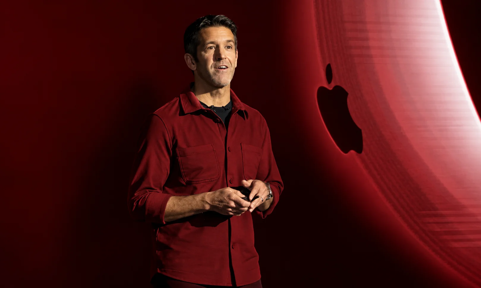 John Ternus presenting at his first Apple keynote event
