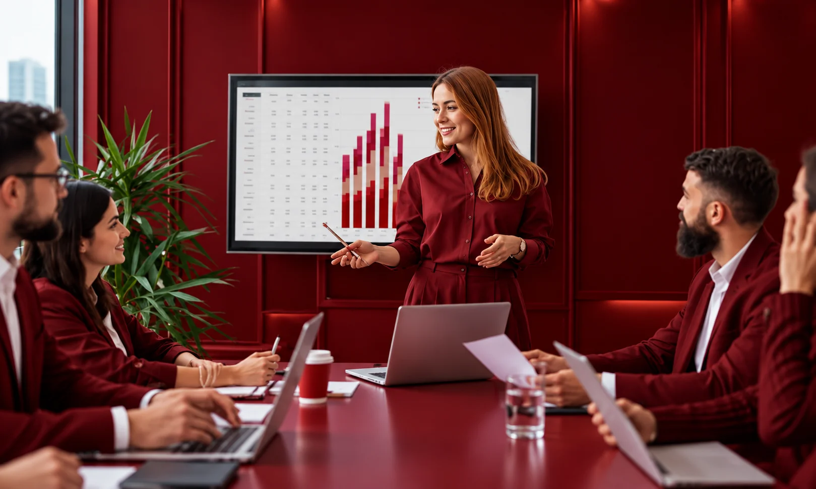 | How CMOs Defend Marketing Budget in the Boardroom CMO defending marketing budget spend with clear data during a formal boardroom presentation