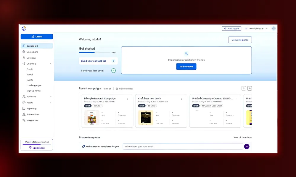 Managing email campaigns using Constant Contact